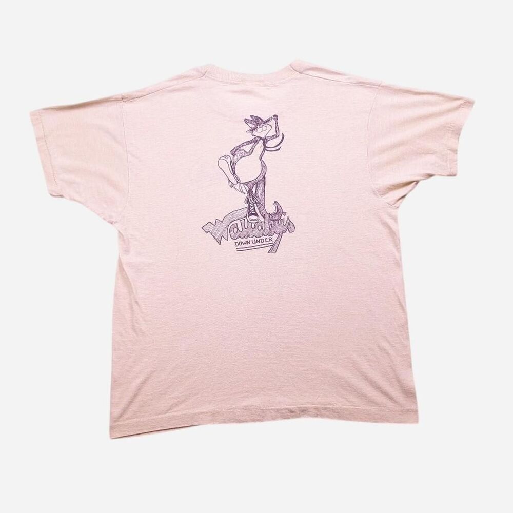 Vintage Early 80s Wallaby's Down Under Australia Cream Tshirt Screen Stars Sz XL